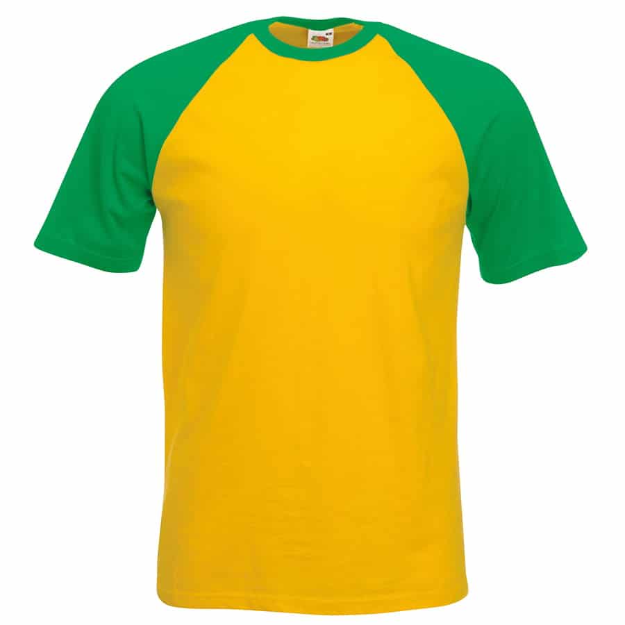 Short sleeve baseball tee - Sunflower/Kelly - Fruit of the Loom