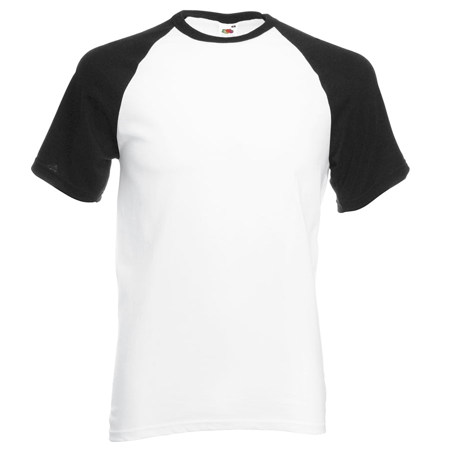 Short sleeve baseball tee - White/Black - Fruit of the Loom