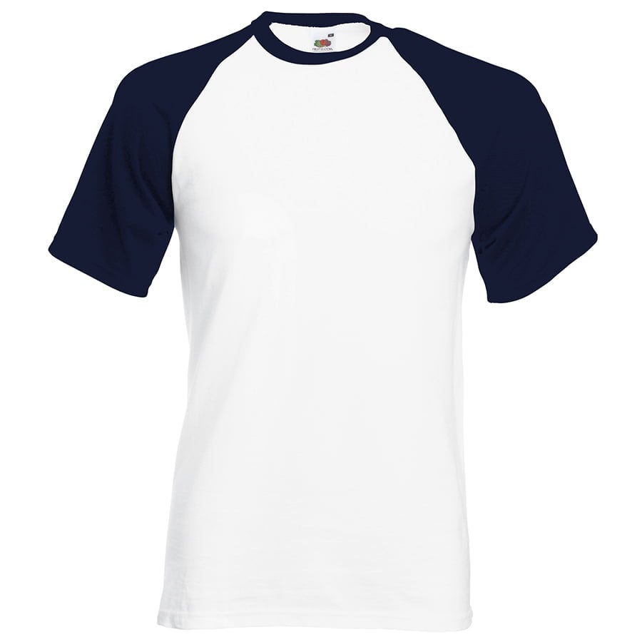 Short sleeve baseball tee - White/Deep Navy - Fruit of the Loom