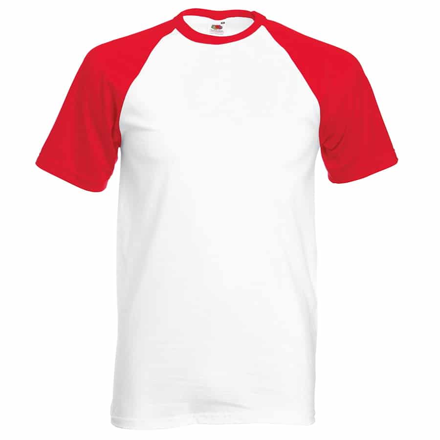 Short sleeve baseball tee - White/Red - Fruit of the Loom