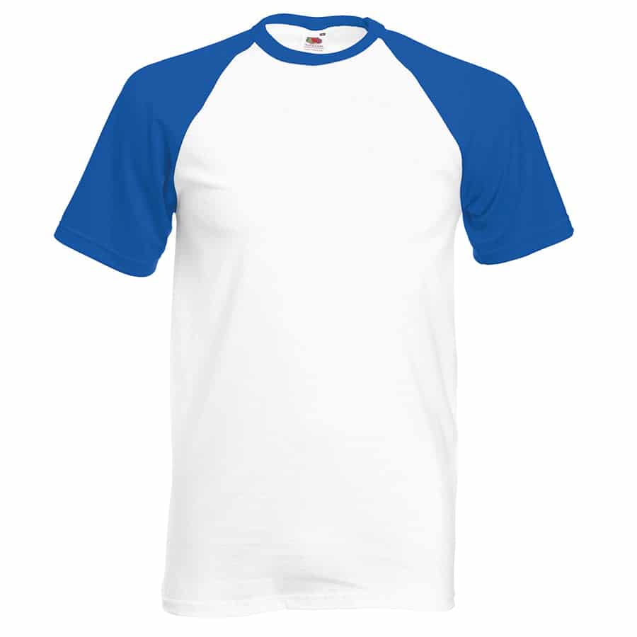 Short sleeve baseball tee - White/Royal Blue - Fruit of the Loom