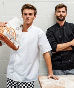 premier Studded front short sleeve chef's jacket