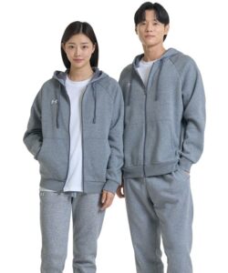 UA Teamwear Under Armour Rival Fleece Full Zip Hoodie Castlerock Light Heather