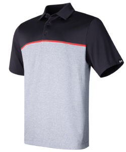 under armour golf UA playoff 3.0 stripe polo LB  edge lit Black/Red