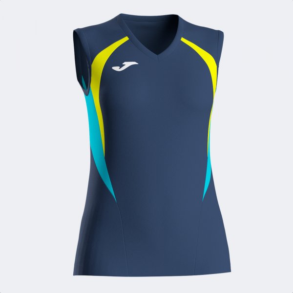 Joma Joma Women's Championship 20 Sleeveless T-Shirt Navy/Yellow/Turquoise
