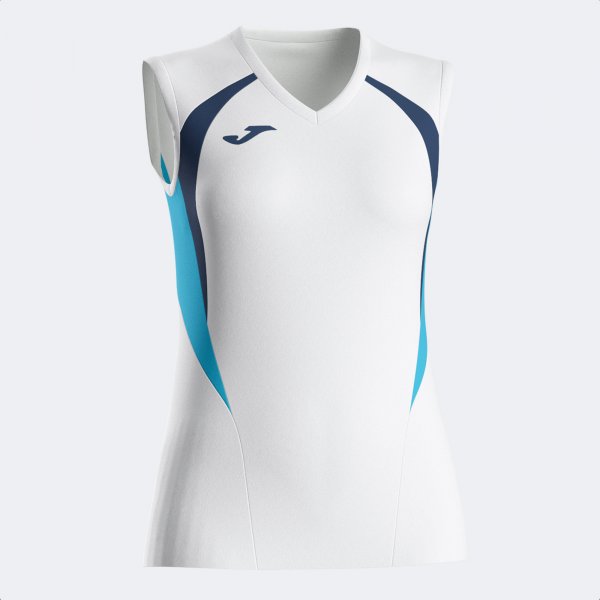 Joma Joma Women's Championship 20 Sleeveless T-Shirt White/Navy/Turquoise